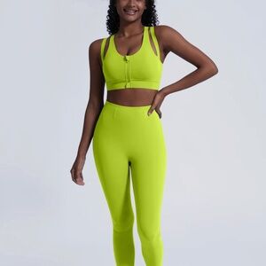 Women's 2 Piece Activewear Set Bra and Legging Hey Viva Padded Booty Lift Yellow
